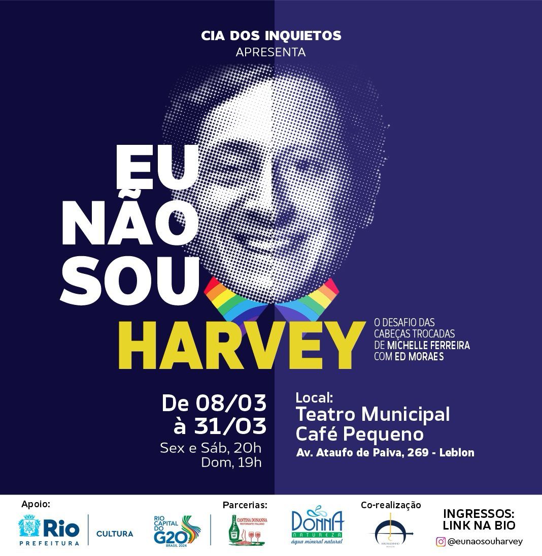 Chega ao Rio, nesta sexta (8), o monólogo ‘Eu Não Sou Harvey - O Desafio das Cabeças Trocadas’, no teatro Café Pequeno