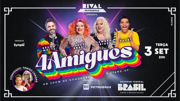 BRUNO MOTTA, SUZY BRASIL, SAMARA RIOS E PAHBY EM “4 AMIGUES” NO TEATRO RIVAL PETROBRAS