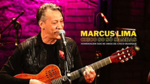 Marcus Lima em “Chico 80 só sambas” no Teatro Brigitte Blair