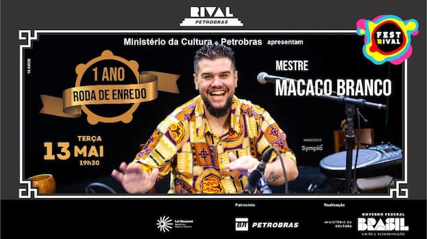 MESTRE MACACO BRANCO COMEMORA UM ANO DE SUA RODA DE ENREDO NO TEATRO RIVAL PETROBRAS