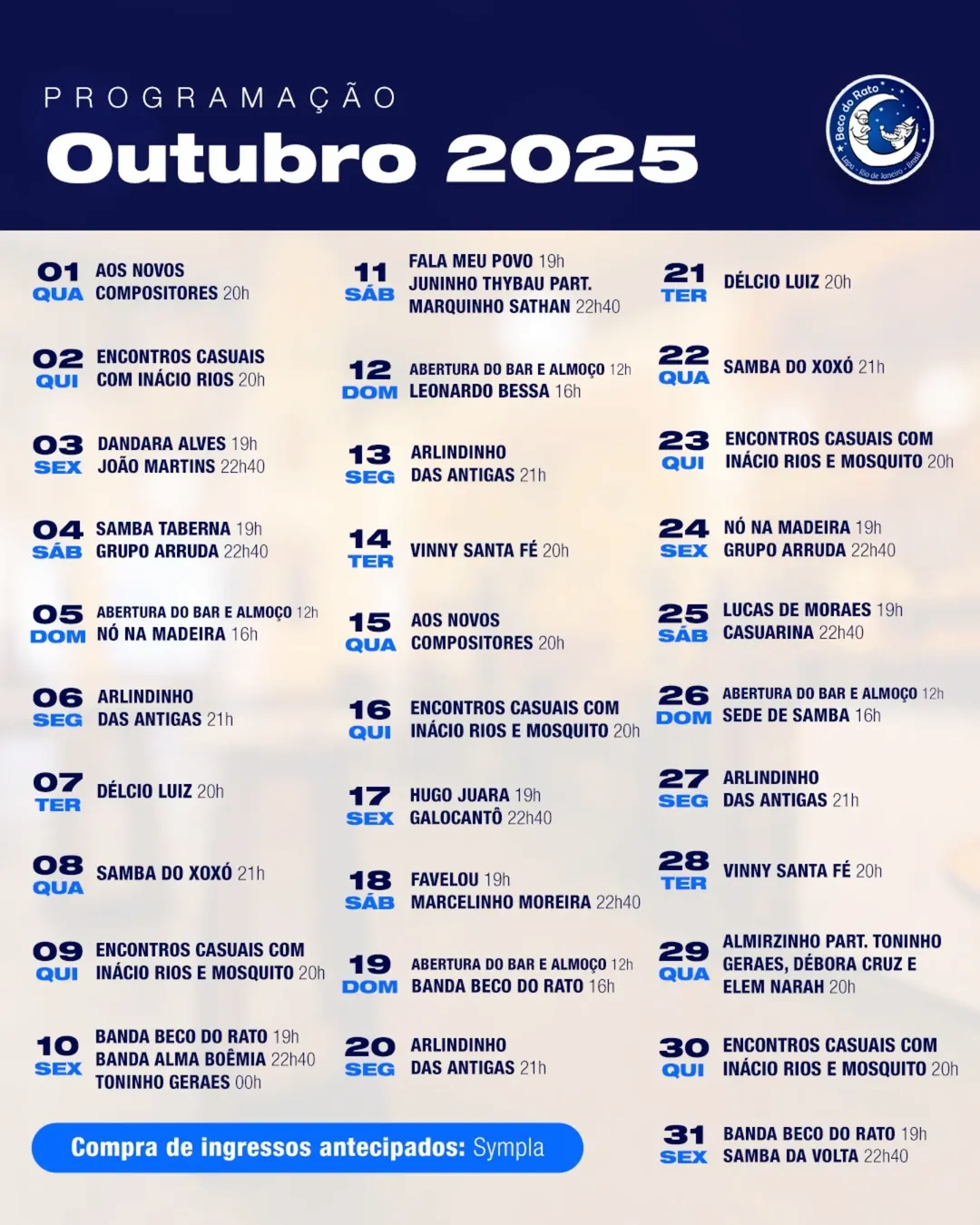 Beco do Rato - Agenda Outubro 2025