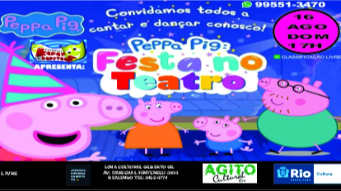 Peppa Pig no Teatro chega à Areninha Cultural Gilberto Gil
